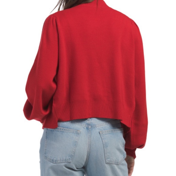 Red Cardigan with Rhinestone Bow buttons - Picture 3 of 6